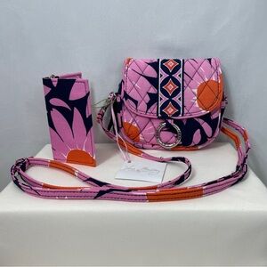 Vera Bradley Pink and Orange Patterned Mini Crossbody / Belt Bag — NWT